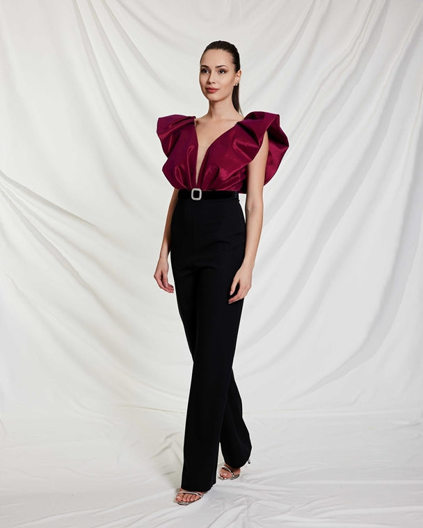 Black/ Bordeaux Avanti Milano Evening Dress Avanti Milano Formalwear Black/ Bordeaux Avanti Milano Evening Dress Avanti Milano Formalwear