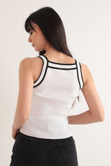 Halterneck Knitwear Black/White Stretch Blouse