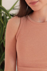 Pink/tan Beige Stretch Blouse