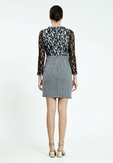 Black/ White Sheer Paisley Pattern Top Fitted Dress
