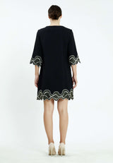 Black/Green 3/4 Sleeve Casual Summer Dress