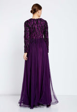 Midnight Purple Black Sequence Design Flow Dress