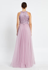 Lavender Sleeveless Sequin Patterned Flowy Dress