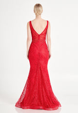 Rose Red Sleeveless 3d Pattern Layered Dress