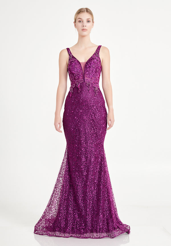Purple Sleeveless 3d Pattern Layered Dress