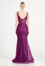 Purple Sleeveless 3d Pattern Layered Dress