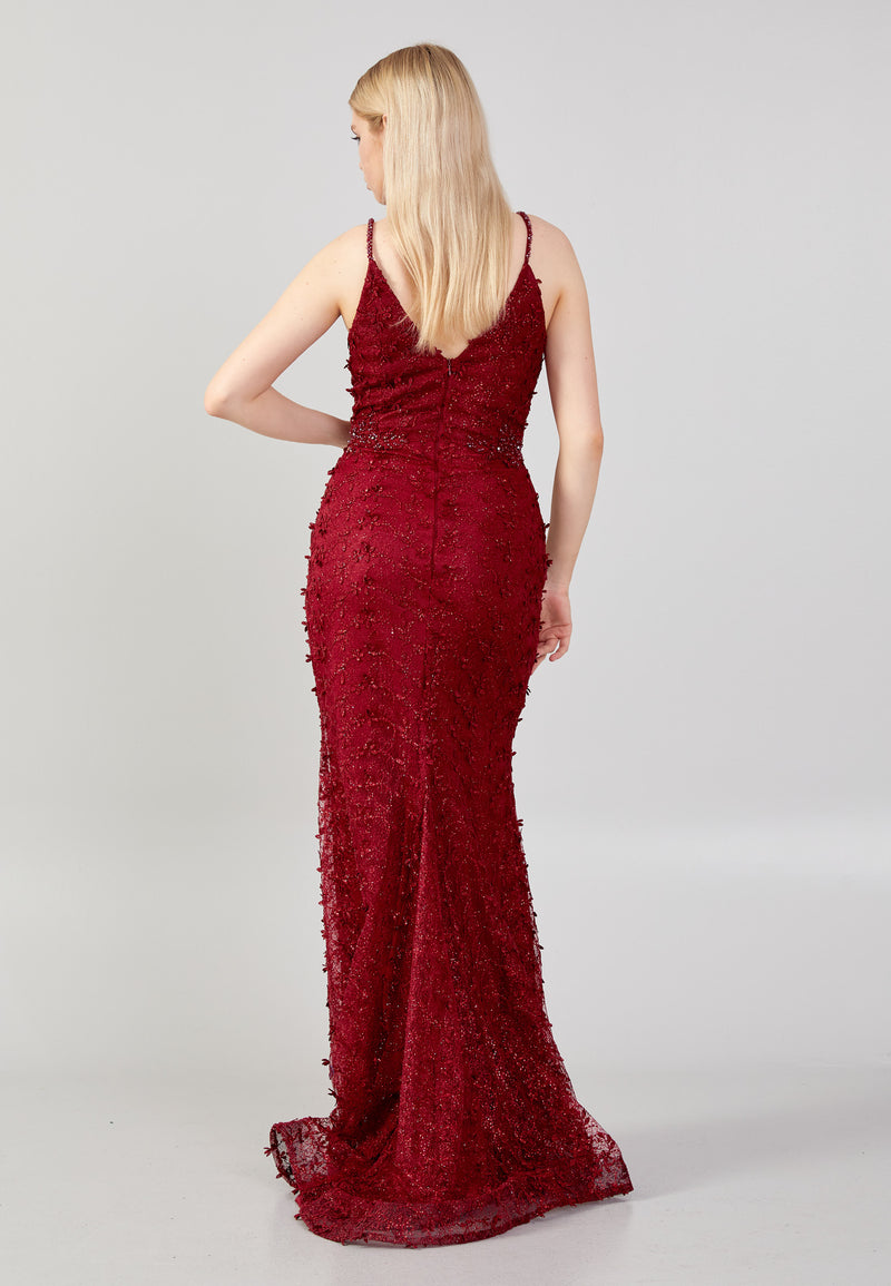 Deep Red Sequin Top Sleeveless Dress