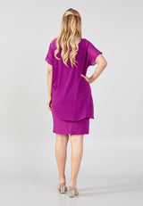 Purple Cross Body Low Closure Diamond Pattern Casual Dress