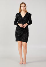 Black Shimmery Sequence V Neck Dress