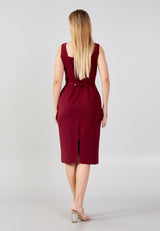 Bordeaux Simple Closure A Line Fitted Dress