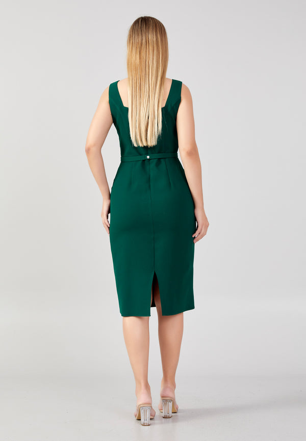 Emerald Green Simple Closure A Line Fitted Dress