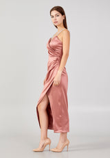 Rose Gold Colored Spaghetti Strap Maxi