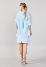 Powder Blue Shawl Fitted Dress