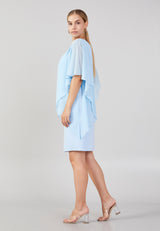 Powder Blue Shawl Fitted Dress