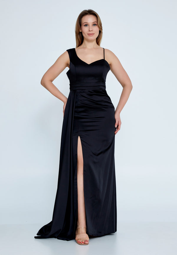 Black Knee Slit Sleeveless Dress