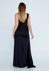 Black Knee Slit Sleeveless Dress