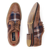 Parazzo Brown/Blue Wingtip Patterned Dress Shoe