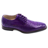 Giovanni Purple Alligator Textured Blucher Dress Shoel