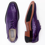 Giovanni Purple Alligator Textured Blucher Dress Shoel
