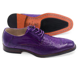 Giovanni Purple Alligator Textured Blucher Dress Shoel
