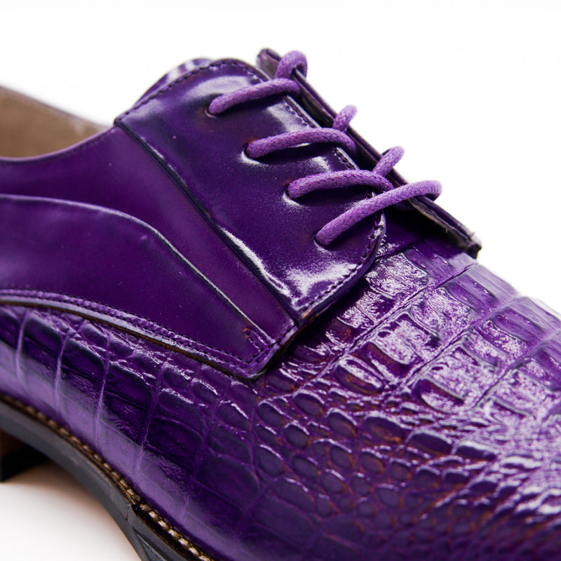 Giovanni Purple Alligator Textured Blucher Dress Shoel