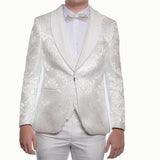White Floral Velvet Lapel Avanti Milano Tuxedo QUE 20