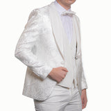 White Floral Velvet Lapel Avanti Milano Tuxedo QUE 20