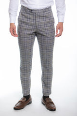 Light Grey Plaid Daniel Armoni Finished Pants