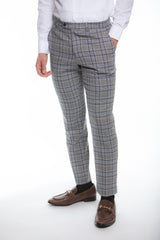 Light Grey Plaid Daniel Armoni Finished Pants