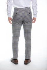 Light Grey Plaid Daniel Armoni Finished Pants