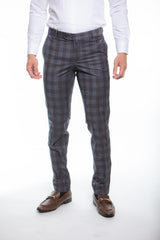 Purple Blue Plaid Daniel Armoni Finished Pants