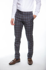 Purple Blue Plaid Daniel Armoni Finished Pants