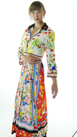 Floral Patterned Avanti Milano Long Chiffon Dress