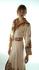 Fractal Patterned Avanti Milano Long Chiffon Dress