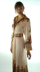 Fractal Patterned Avanti Milano Long Chiffon Dress