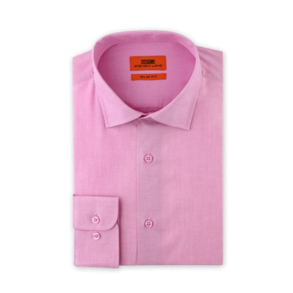 Berry Pink | Steven Land Dress Shirt | Slim Fit | Spread Collar | Barrel Button Cuff 16 | 32/33
