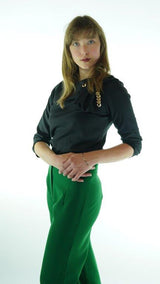 Black Avanti Milano Solid Gold Accessory Blouse