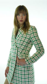 Green/White Avanti Milano Plaid Wide Notched Lapel Jacket