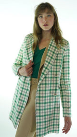 Green/White Avanti Milano Plaid Wide Notched Lapel Jacket