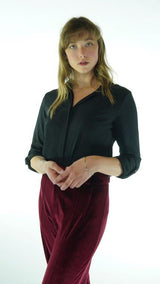 Black Avanti Milano Textured Collared Blouse