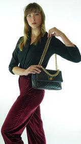 Black Avanti Milano Textured Collared Blouse