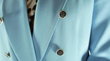 Light Blue Avanti Milano Solid Double Breasted Peaked Lapel Two Piece Suit