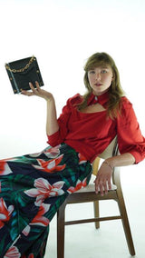 Red Avanti Milano Solid Collared Blouse