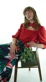 Red Avanti Milano Solid Collared Blouse