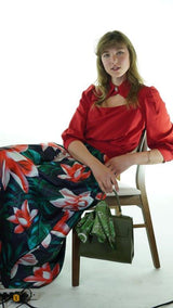 Red Avanti Milano Solid Collared Blouse
