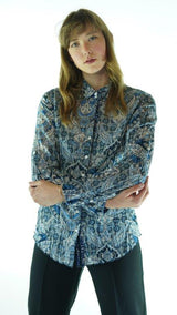 Blue/White Avanti Milano Paisley Patterned Blouse
