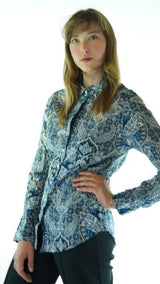 Blue/White Avanti Milano Paisley Patterned Blouse