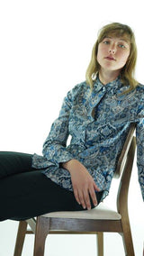 Blue/White Avanti Milano Paisley Patterned Blouse