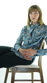 Blue/White Avanti Milano Paisley Patterned Blouse