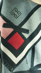Grey/Pink/Red Patterned Scarf